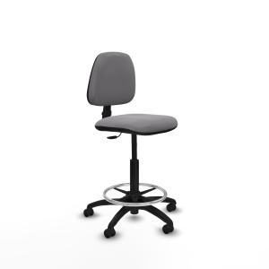 Taburete Isso CP similpiel gris sin brazos base poliamida ruedas autofrenantes 50mm