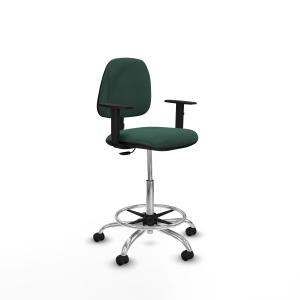 Taburete Isso CP bali verde botella brazos 1D base cromada ruedas autofrenantes 50mm