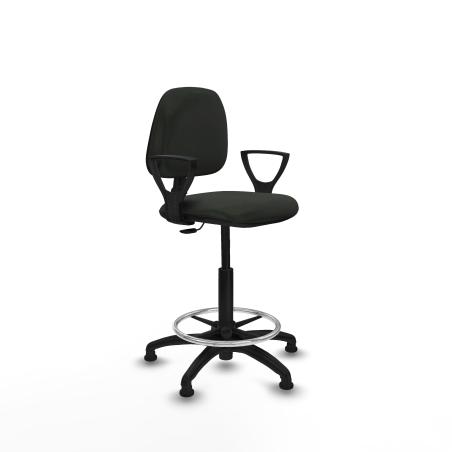 Taburete Isso CP bali negro brazos fijos base poliamida topes