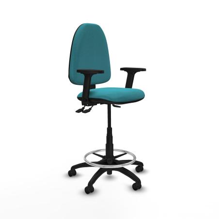 Taburete Aına AS bali turquesa brazos 2D base poliamida ruedas autofrenantes 50mm