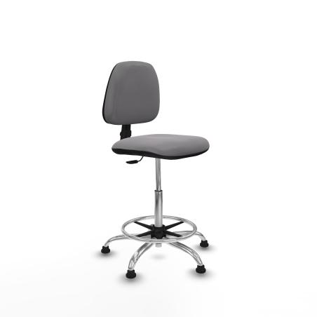 Taburete Isso CP similpiel gris sin brazos base cromada topes