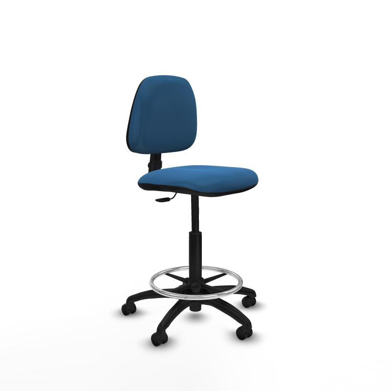 Taburete Isso CP similpiel azul claro sin brazos base poliamida ruedas engomadas 50mm