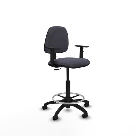 Taburete Isso CP bali gris oscuro brazos 1D base poliamida ruedas engomadas 50mm