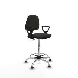 Taburete Isso CP bali negro brazos fijos base cromada topes