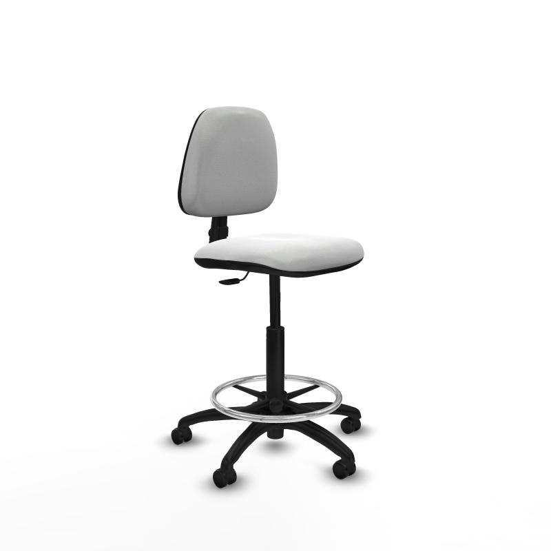 Taburete Isso CP bali blanco sin brazos base poliamida ruedas autofrenantes 50mm