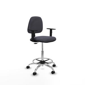 Taburete Isso CP bali gris oscuro brazos 1D base cromada ruedas engomadas 50mm