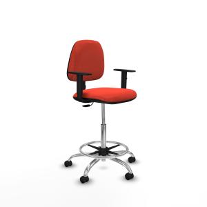 Taburete Isso CP bali naranja oscuro brazos 1D base cromada ruedas engomadas 50mm