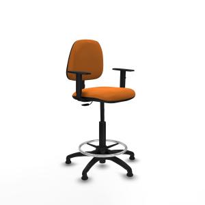 Taburete Isso CP similpiel naranja brazos 1D base poliamida topes