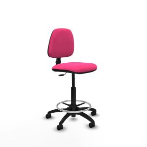 Taburete Isso CP similpiel rosa sin brazos base poliamida ruedas nailon 50mm