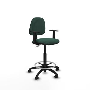 Taburete Isso CP bali verde botella brazos 1D base poliamida ruedas engomadas 50mm