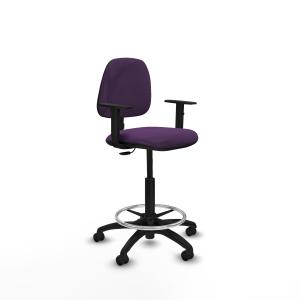 Taburete Isso CP bali morado brazos 1D base poliamida ruedas engomadas 50mm