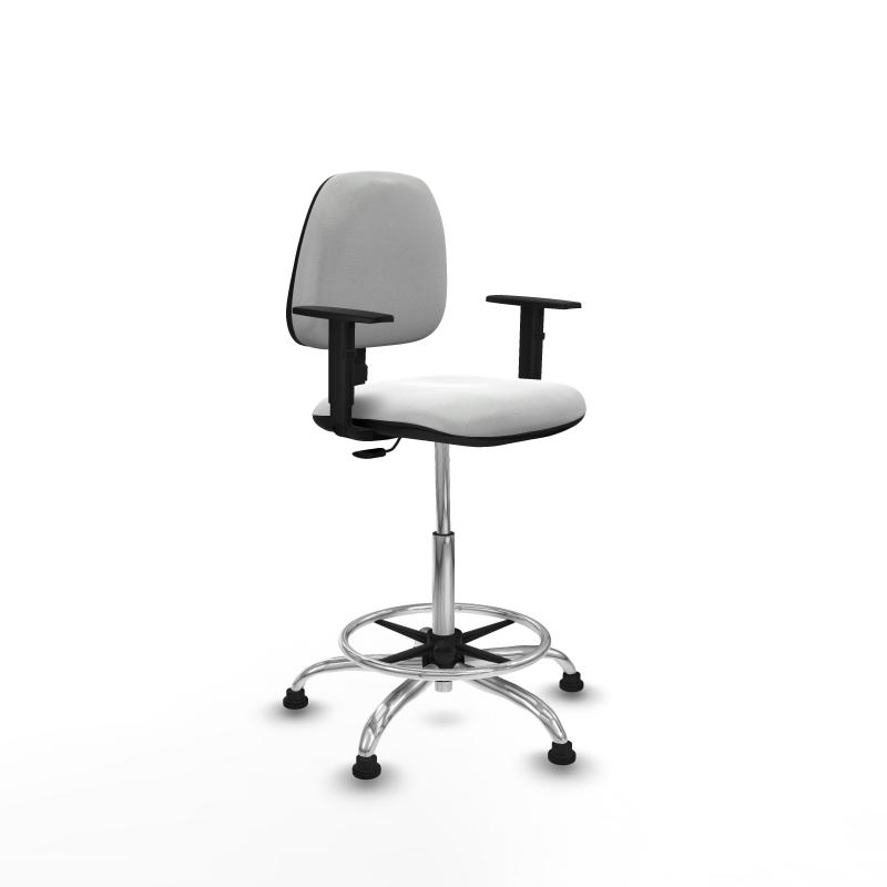 Taburete Isso CP bali blanco brazos 1D base cromada topes