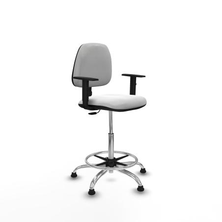 Taburete Isso CP bali blanco brazos 1D base cromada topes