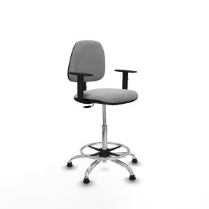 Taburete Isso CP bali gris claro brazos 1D base cromada topes