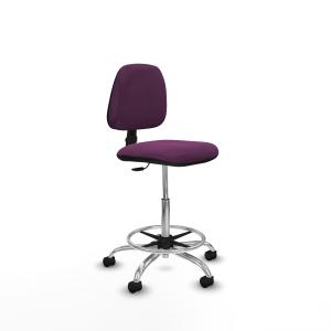 Taburete Isso CP similpiel morado sin brazos base cromada ruedas nailon 50mm
