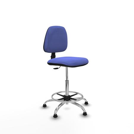 Taburete Isso CP bali azul claro sin brazos base cromada topes