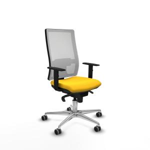 Horna sincro malla blanca similpiel amarillo brazos 1D base aluminio ruedas 65mm engomadas