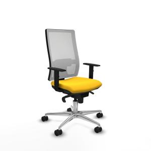 Horna sincro malla blanca similpiel amarillo brazos 1D base aluminio ruedas 65mm nailon