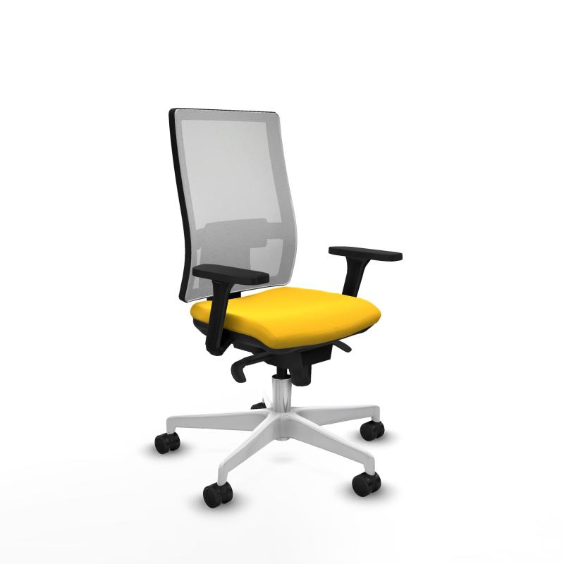 Horna sincro malla blanca similpiel amarillo brazos 3D base blanca ruedas 65mm nailon