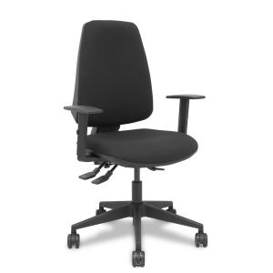 Silla Elche asincro bali negro brazos 1D base piramidal ruedas de nailon de 65mm
