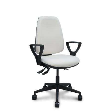 Silla Elche asincro bali blanco brazos fijos base piramidal ruedas de nailon de 65mm