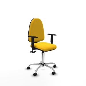 Aına AS similpiel amarillo brazos 1D base cromada ruedas autofrenantes 50mm