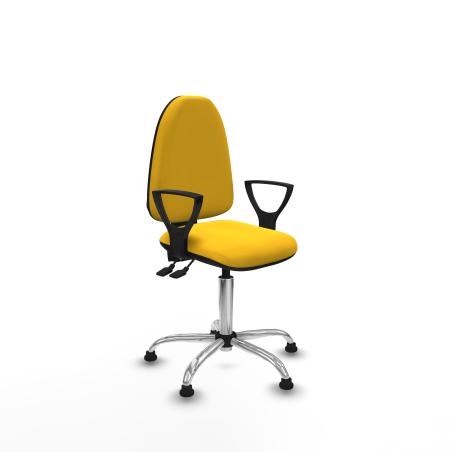 Aına AS similpiel amarillo brazos fijos base cromada topes