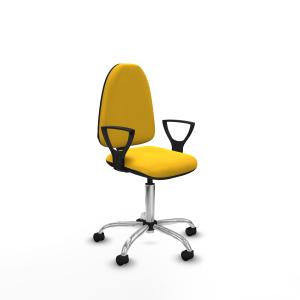 Aına CP similpiel amarillo brazos fijos base cromada ruedas nailon 50mm