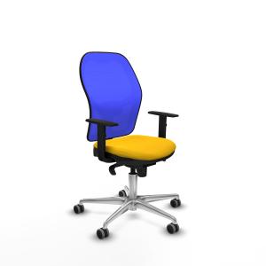Jorquera sincro malla azul bali amarillo brazos 1D base aluminio ruedas 65mm engomada