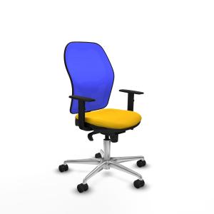 Jorquera sincro malla azul bali amarillo brazos 1D base aluminio ruedas 65mm nailon