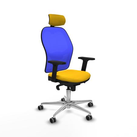 Jorquera sincro malla azul bali amarillo brazos 2D base aluminio cabecero 2D ruedas 65mm engomada