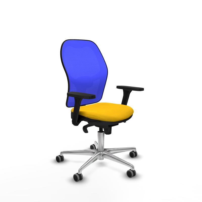 Jorquera sincro malla azul bali amarillo brazos 3D base aluminio ruedas 65mm engomada