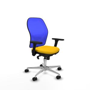 Jorquera sincro malla azul bali amarillo brazos 3D base aluminio ruedas 65mm nailon