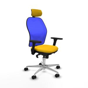 Jorquera sincro malla azul bali amarillo brazos 3D base aluminio cabecero 2D ruedas 65mm nailon