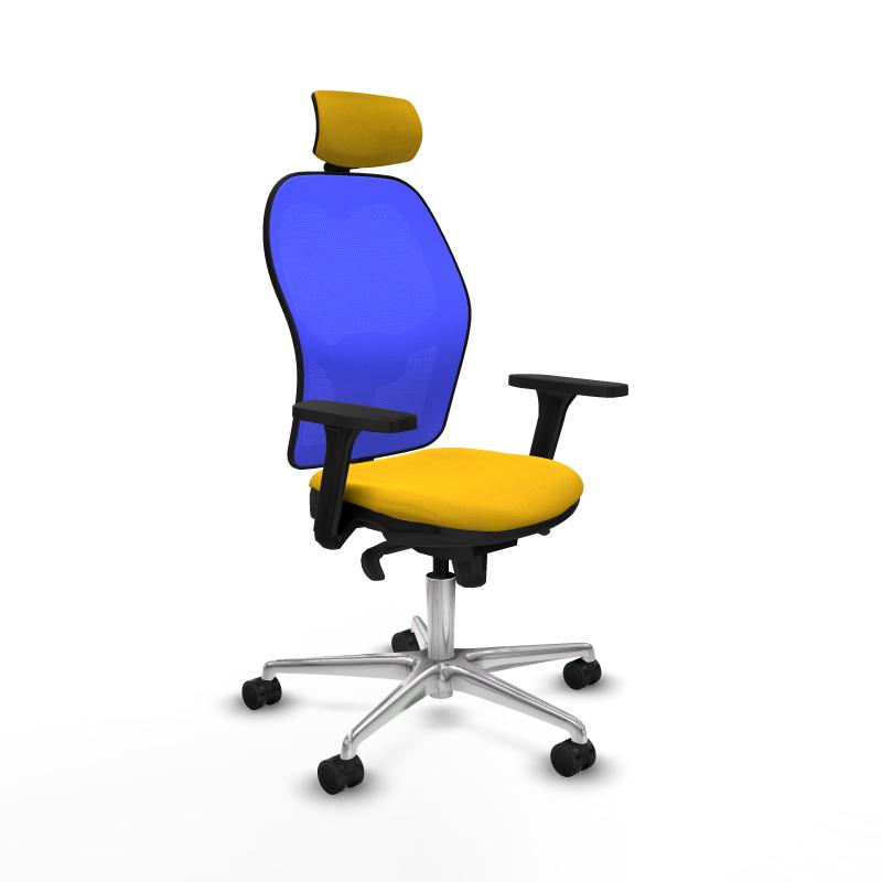 Jorquera sincro malla azul bali amarillo brazos 3D base aluminio cabecero 2D ruedas 65mm nailon