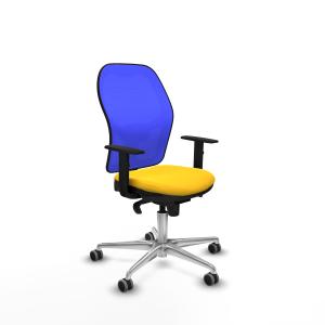 Jorquera sincro malla azul similpiel amarillo brazos 1D base aluminio ruedas 65mm engomada