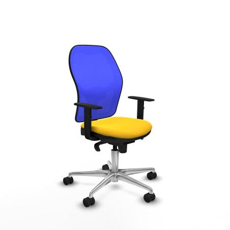 Jorquera sincro malla azul similpiel amarillo brazos 1D base aluminio ruedas 65mm nailon