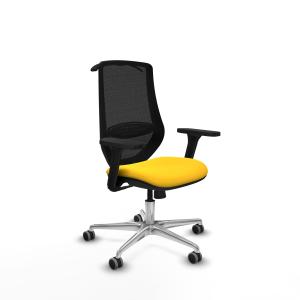 Mardos sincro similpiel amarillo brazos 3D base aluminio ruedas 65mm engomadas perchero