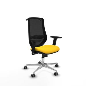Mardos sincro similpiel amarillo brazos 2D base aluminio ruedas 65mm engomadas perchero