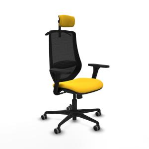 Mardos sincro similpiel amarillo brazos 3D base nailon ruedas 65mm engomadas cabecero 2D perchero
