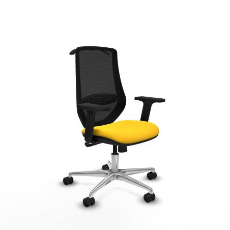 Mardos sincro similpiel amarillo brazos 2D base aluminio ruedas 65mm nailon perchero