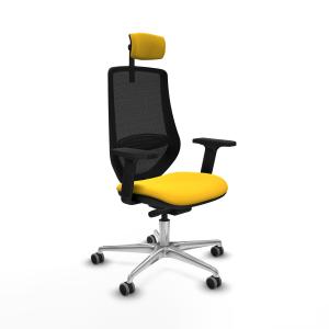 Mardos traslack similpiel amarillo brazos 2D base aluminio ruedas 65mm engomadas cabecero 2D