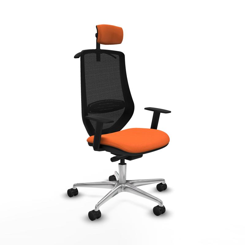 Mardos traslack bali naranja brazos 1D base aluminio ruedas 65mm nailon cabecero 2D perchero