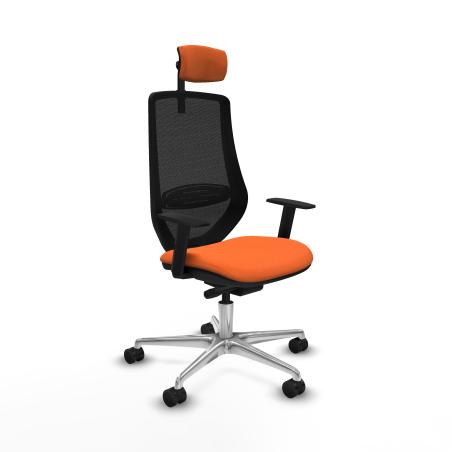 Mardos traslack bali naranja brazos 1D base aluminio ruedas 65mm nailon cabecero 2D