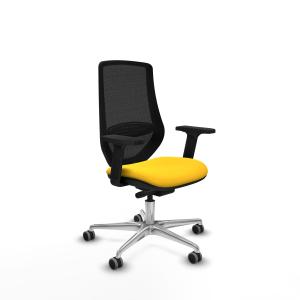 Mardos traslack similpiel amarillo brazos 2D base aluminio ruedas 65mm engomadas