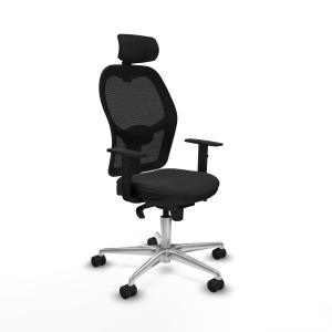 Jorquera sincro malla negra similpiel negro brazos 1D base aluminio cabecero 2D ruedas 65mm nailon