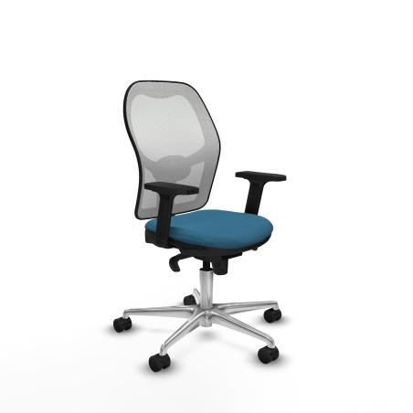 Jorquera sincro malla blanca bali verde petroleo brazos 2D base aluminio ruedas 65mm nailon