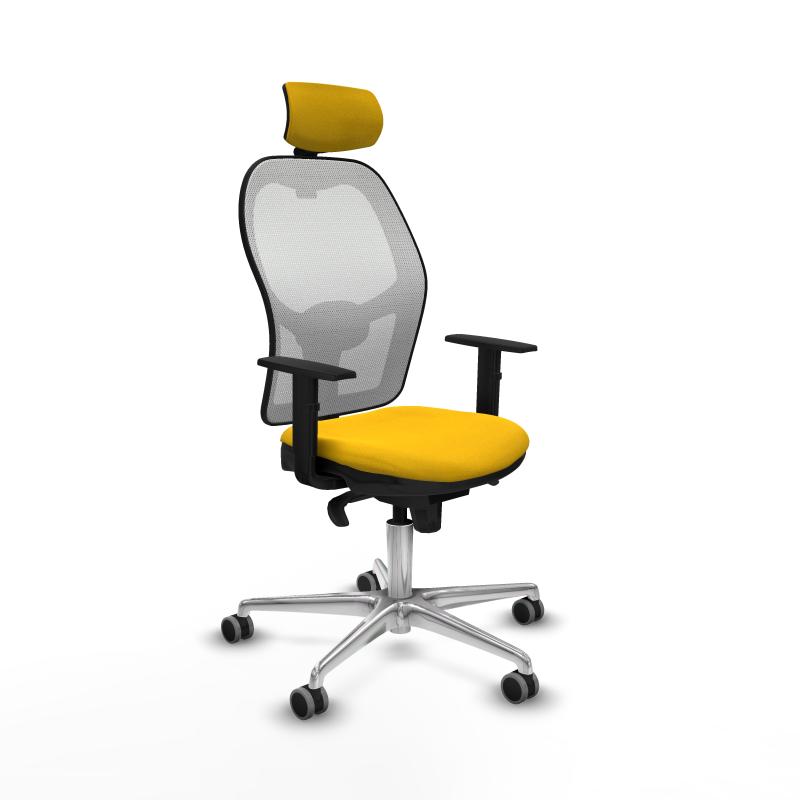 Jorquera sincro malla blanca bali amarillo brazos 1D base aluminio cabecero 2D ruedas 65mm engomada