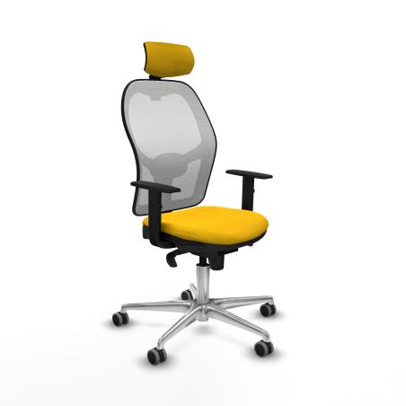 Jorquera sincro malla blanca bali amarillo brazos 1D base aluminio cabecero 2D ruedas 65mm engomada