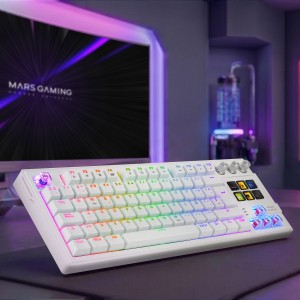Mars Gaming MKMASTERW teclado Juego USB Español, Francés, Portugués Blanco